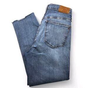 Madwell Jeans Straight Leg Cropped Raw Hem Medium Wash Womens Size 27